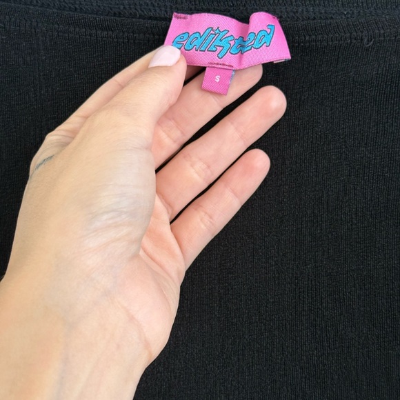 Edikted Black Cut Out Tie Front Tank Top + Skirt SET - Picture 8 of 8